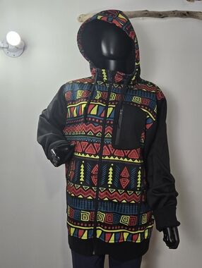 Colorful Geometric Pattern Empyer Zip Up Men's Sweater / Jacket
